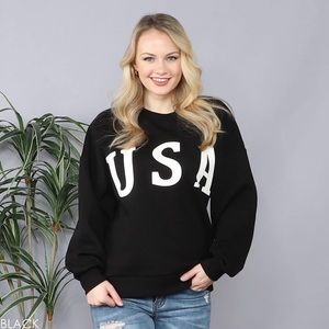 BLACK, New USA crewneck sweatshirt.